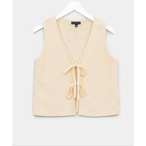 NWT Miou Muse knotted tie front vest, Med $98 F34